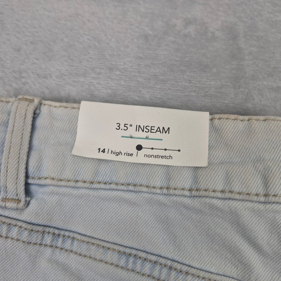 NWT 14 (34) High Rise Frayed Hem Maurices Jean Shorts Distressed Denim Light - Picture 12 of 12